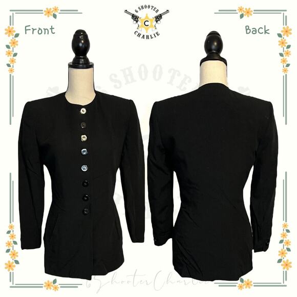 Christian Dior Black Long Sleeve Button Full Length Blazer Women Size 2 USA Made - Picture 1 of 6